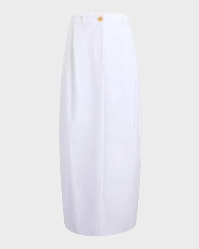 Lucian Double-Pleated Tapered Maxi Skirt